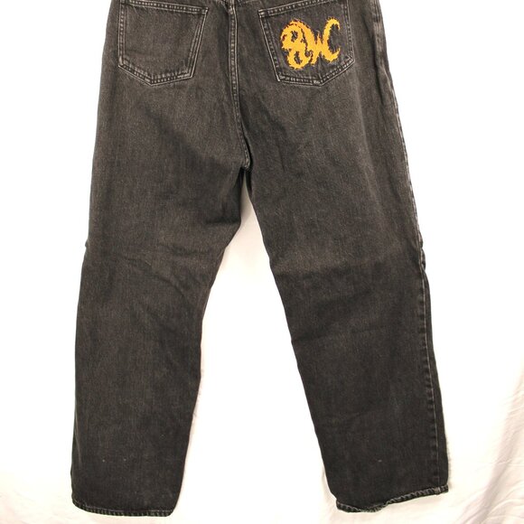 8THWNDR WASHED BLACK SK8R JEANS HIP HOP EMBROIDERED POCKETS BAGGY GRUNGE SIZE 32 - Picture 6 of 10